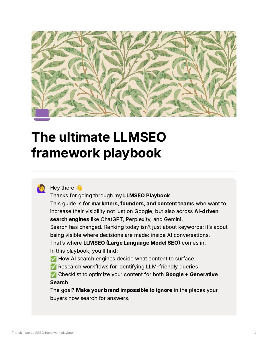 Cover of The Ultimate LLMSEO Framework Playbook